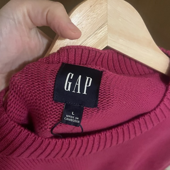 GAP Women's Crewneck Long Sleeve Cotton Pullover, Pink, Size L - Picture 2 of 5